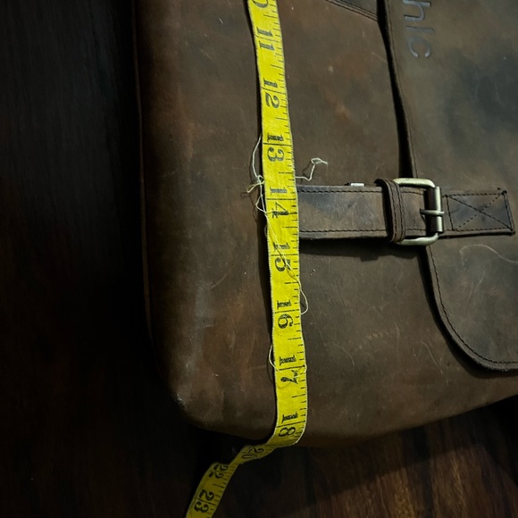 MENS CRAZY HORSE LEATHER SHOULDER MESSENGER LAPTOP BAG - Picture 13 of 16